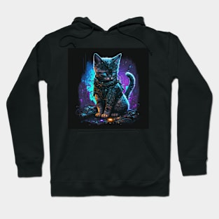 Cute futuristic cat kitty kitten with little yellow light Hoodie